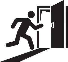 Running Figure Exiting Through Open Door Icon