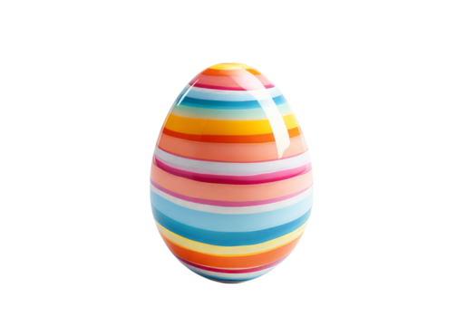 Colorful striped easter egg isolated on a white background