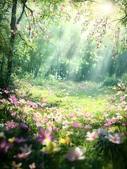 Fototapeta premium The colorful and vibrant greenery in the garden
