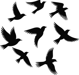 Bird Silhouette Flying High Over Mountain Peaks