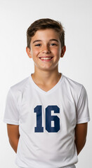 young boy volleyball player with jersey number 16
