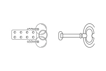 Vector illustration of two key sets and a single classic style key on white background