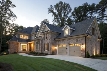 Fototapeta premium Real Estate Shot of Modern Farmhouse Exterior