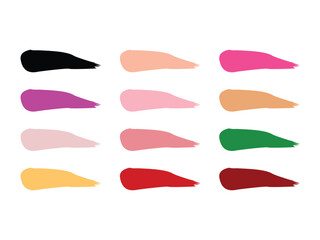 Set of liquid foundation, nail polish and lipstick smear, symbol icon design vector isolated on transparent background