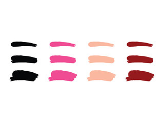 Obraz premium Set of simple liquid foundation, nail polish and lipstick smear, symbol icon design vector isolated on transparent background