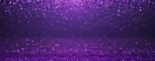 Obraz premium Abstract purple glitter lights, shimmering sparkle backdrop, shine, bright