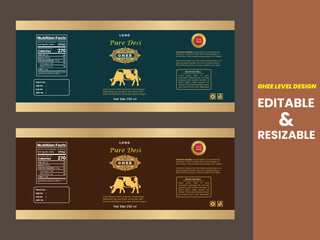  Ghee label design template, Ghee label Packaging and Branding for Luxury Dairy Products Vector Illustration
