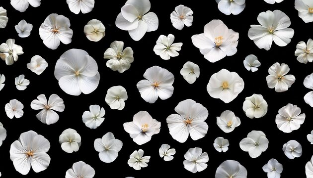 white flower patten in black background