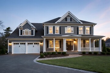 Real Estate Shot of Modern Farmhouse Exterior