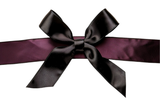 Diagonal Gift Ribbon and Bow Isolated on Transparent Background