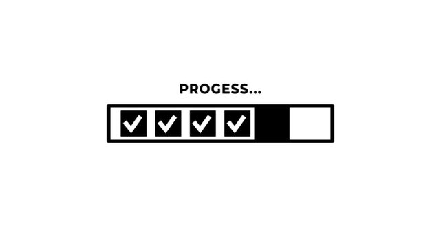 Checklist and task progress tracking concept. the final checkmark on wooden blocks in a progress bar, task completion, productivity, goal setting, and efficient project management.