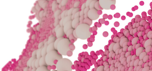 Soft pink and white spheres, abstract background. Ideal for beauty, healthcare, or technology.
