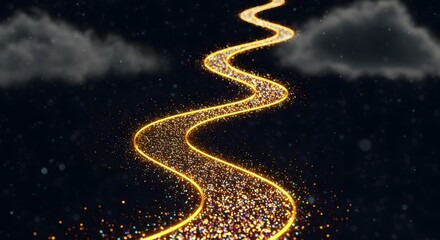 Obraz premium Luminous Path A Serpentine River of Light Beckoning Towards the Heavens, Celestial Journey, Starry Night, Abstract Art