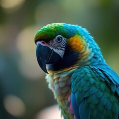 Obraz premium Blue-and-gold Macaw Portrait: A Vibrant, Close-up Study