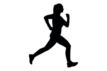 Vector art of Silhouette of a woman running isolated on white background