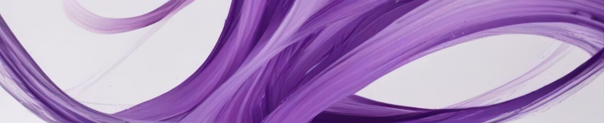 Abstract swirling purple brushstrokes on white background, energy, acrylic, canvas