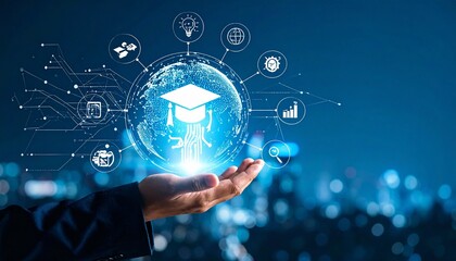 businessman pressing social network icon