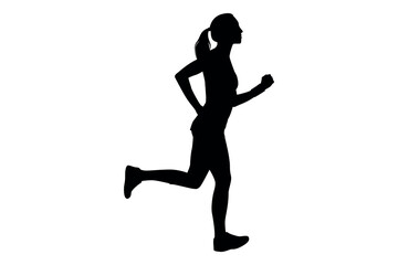 Vector art of Silhouette of a woman running isolated on white background