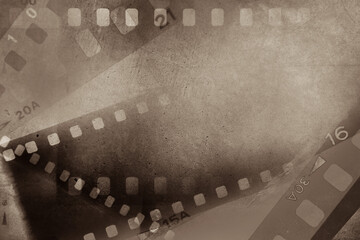 Film negatives brown background