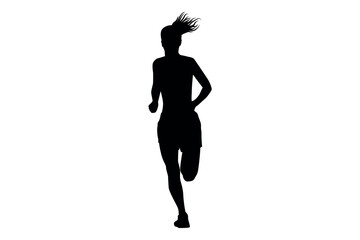 Vector art of Silhouette of a woman running isolated on white background