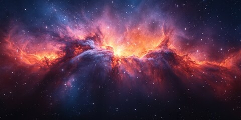 Cosmic explosion revealing vibrant colors and celestial formations in deep space at night