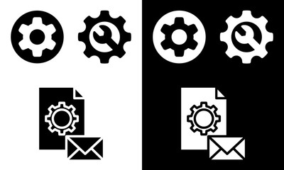 Setting and Wrench with gear, Branding Icon Design. Fix tool spanner and gear icon Wrench and Gear cogwheel sign Repair tools.