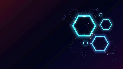 Abstract futuristic background with glowing blue hexagons and dark gradients