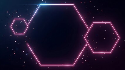 Futuristic Abstract Background with Glowing Hexagons and Particle Effects for Technology