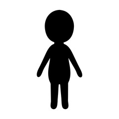Stylized black silhouette of a simplistic person with rounded features and small arms