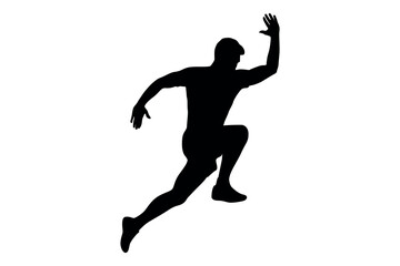 Vector art of Silhouette of a man running isolated on white background