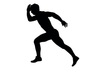 Vector art of Silhouette of a man running isolated on white background in a dynamic pose