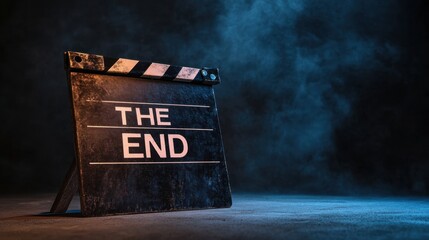 Clapperboard with the End Text on the Set