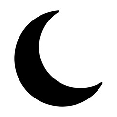 Crescent moon in black against a white background evokes nighttime mood