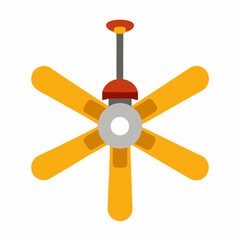 new style electronic celling fan, hanging fan yellow color vector icon on white background