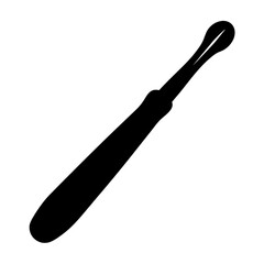 Black Silhouette of a Dental Instrument for Scaling and Cleaning Teeth