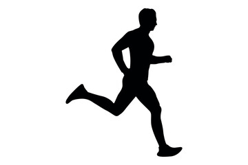 Vector art of Silhouette of a man running isolated on white background in a minimalist style