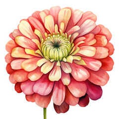 Fototapeta premium Watercolor Zinnia Flower, clipart Illustration, Generative Ai