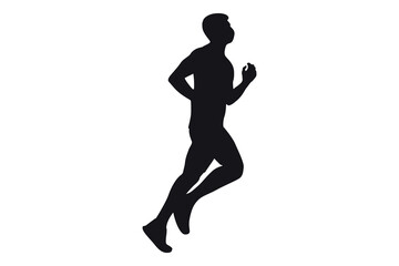 Vector art of Silhouette of a man running isolated on white background, showcasing fitness and motion
