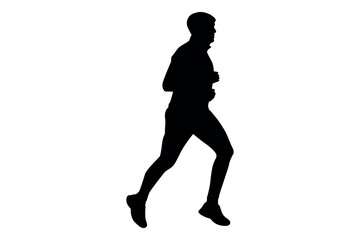 Vector art of Silhouette of a man running isolated on white background