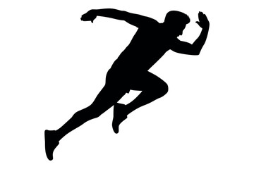 Vector art of Silhouette of a runner sprinting isolated on white background
