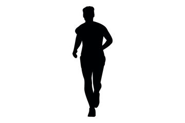 Vector art of Silhouette of a man running isolated on white background