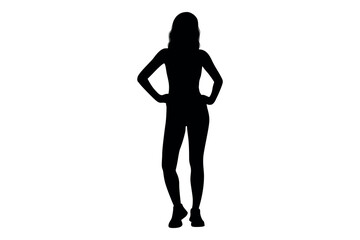 Vector art of Silhouette of a woman standing with hands on hips isolated on white background