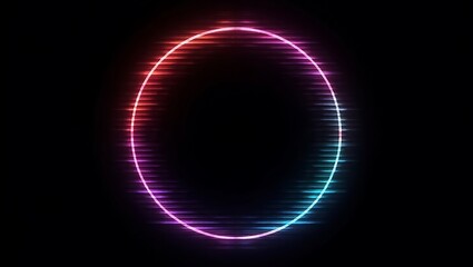 Futuristic Glowing Circle Border with Colorful Gradient on Black Background