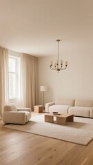 Modern Living Room with Neutral Tones and Minimalist Furniture