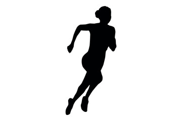 Vector art of Silhouette of a female runner isolated on white background