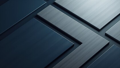 Obraz premium Abstract geometric composition of dark metal panels with texture 