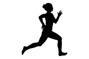 Vector art of Silhouette of a woman running isolated on white background representing fitness