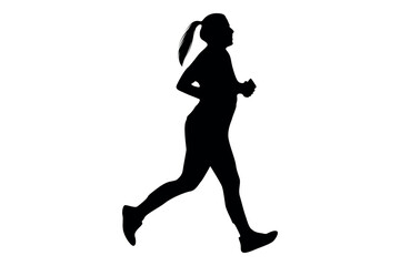 Vector art of Silhouette of a woman running isolated on white background