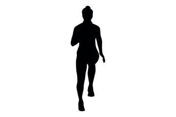 Vector art of Silhouette of a woman running isolated on white background