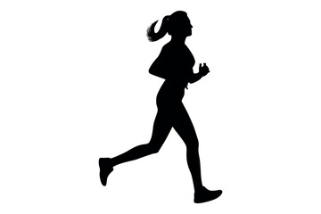 Vector art of Silhouette of a woman running isolated on white background